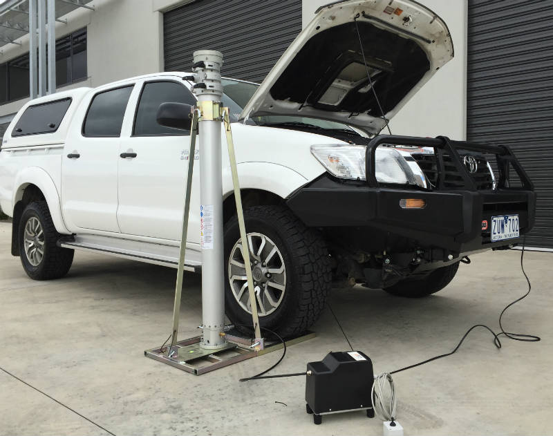 Fireco telescopic mast light tower pole drive over wheel mount